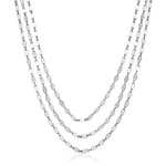 Sterling Silver 16 inch Three Strand Necklace with Polished Ovals