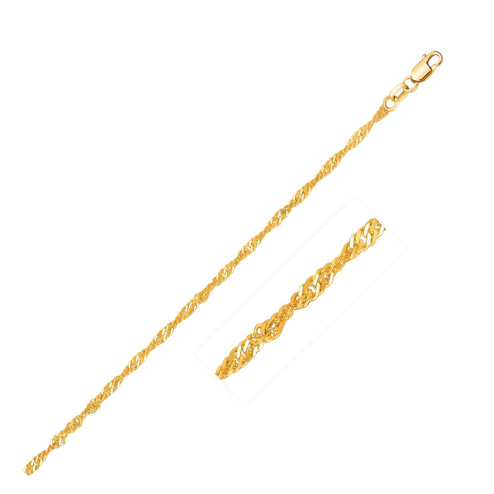 14k Yellow Gold Singapore Bracelet 1.7mm