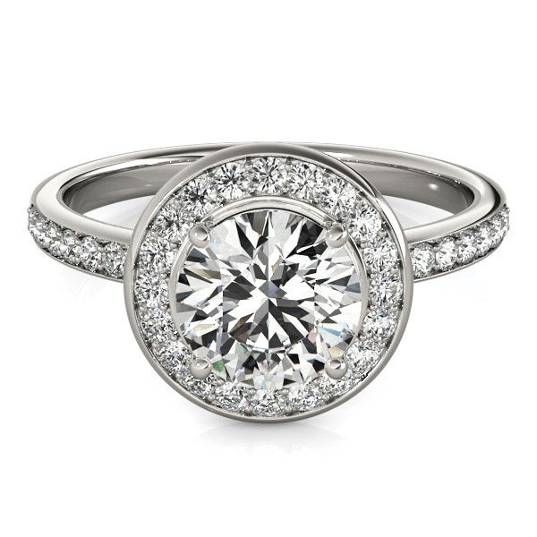14K White Gold Round Halo Diamond Engagement Ring (1 1/2 ct. tw.)