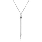 Sterling Silver 18 inch Lariat Necklace with Polished Twists and beads