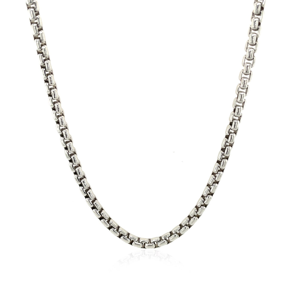 3.0mm Sterling Silver Rhodium Plated Round Box Chain
