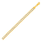 5.7mm 14k Two Tone Gold Pave Curb Bracelet