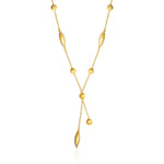 14k Two Tone Gold Necklace with Marquise Motifs and Textured Circles