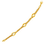 14k Yellow Gold Curved Oval Link and Multi-Strand Cable Chain Bracelet