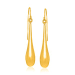 14k Yellow Gold Long Polished Teardrop Dangling Earrings