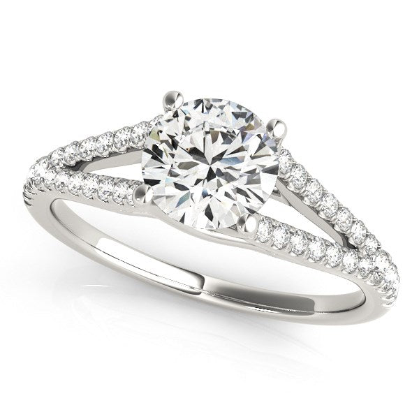14K White Gold Split Shank Round Pronged Diamond Engagement Ring (1 1/8 ct. tw.)