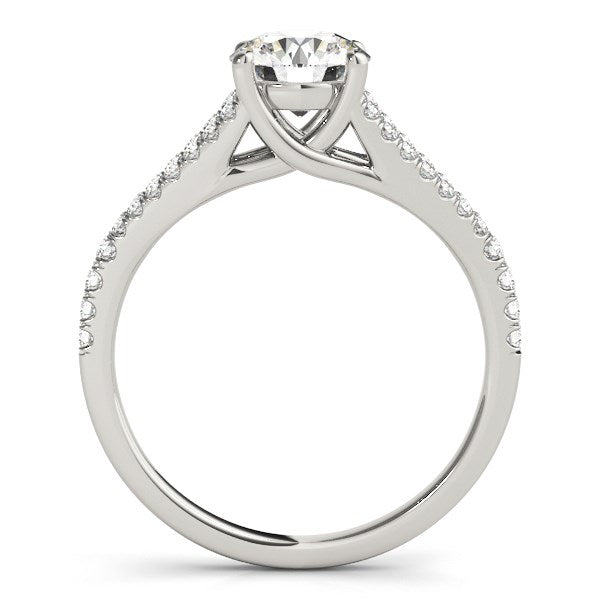 14K White Gold Split Shank Round Pronged Diamond Engagement Ring (1 1/8 ct. tw.)