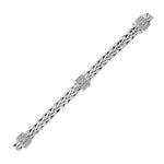 Sterling Silver Woven Bracelet with White Sapphire Accented Stations