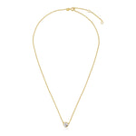 14k Yellow Gold 17 inch Necklace with Round White Topaz