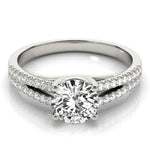 14K White Gold Split Shank Round Diamond Engagement Ring (1 1/8 ct. tw.)