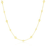 14k Yellow Gold Chain Necklace with Open Heart Stations