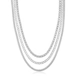 Sterling Silver 18 inch Three Strand Multiple Link Necklace