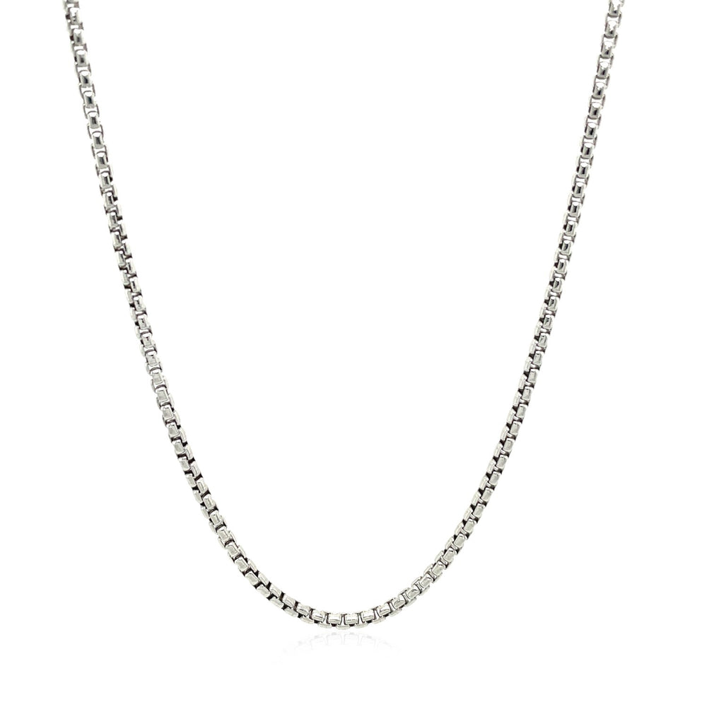 Sterling Silver Rhodium Plated Round Box Chain 1.8mm