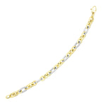 14k Two-Tone Gold Long and Short Style Oval Link Bracelet