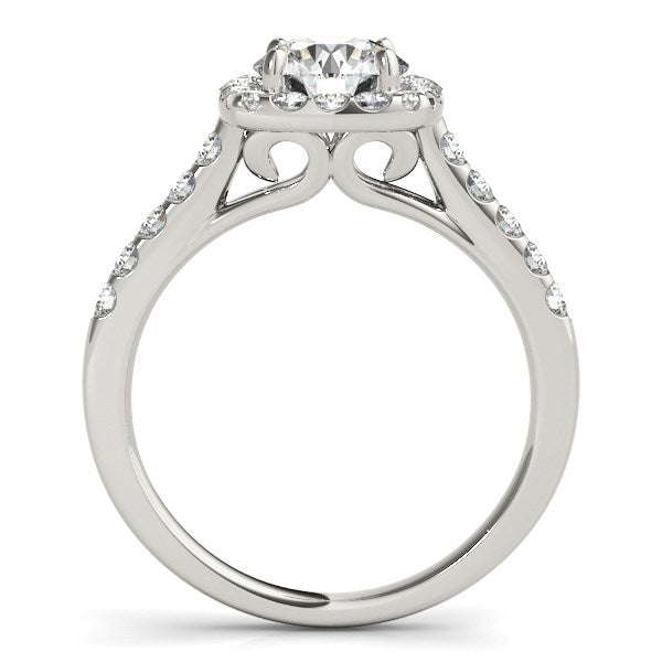 Round Cut with Square Shape Halo Diamond Engagement Ring in 14K White Gold (1 1/2 ct. tw.)
