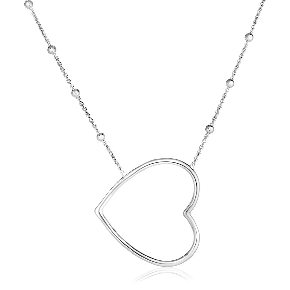 Sterling Silver 18 inch Polished Open Heart Necklace