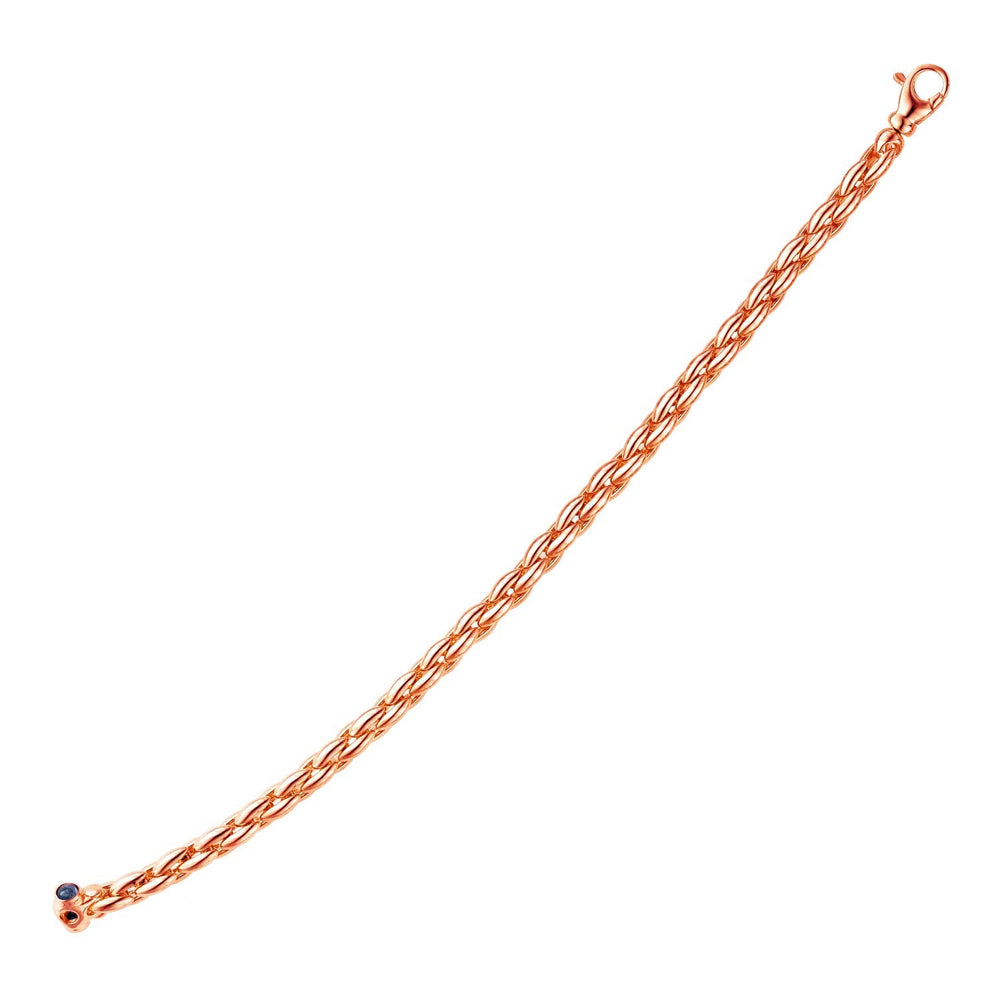 14k Rose Gold 7 1/2 inch Oval Link Bracelet with Sapphire