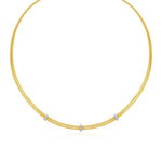 14k Two Tone Gold Basket Weave Necklace with Diamonds