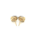 14k Two-Tone Gold Multi-Textured Open Circle Style Entwined Earrings