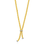 14k Two Tone Gold Spherical Link Lariat Necklace with Diamonds