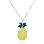 Sterling Silver 18 inch Necklace with Enameled Pineapple