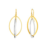14k Two Tone Gold Earrings with Interlocking Marquise Dangles