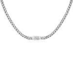 Sterling Silver Woven Necklace with White Sapphire Accents