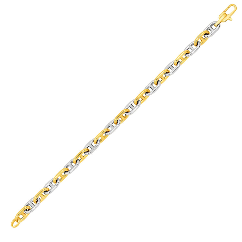 14k Two-Toned Yellow and White Gold Mariner Link Bracelet
