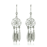 Sterling Silver Dream Catcher Dangle Earrings