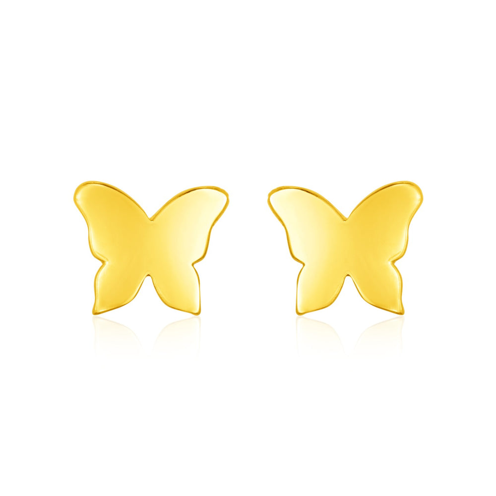 14k Yellow Gold Polished Butterfly Post Earrings