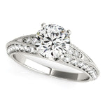 14K White Gold Pronged Round Antique Diamond Engagement Ring (1 1/2 ct. tw.)