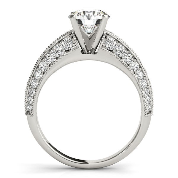 14K White Gold Pronged Round Antique Diamond Engagement Ring (1 1/2 ct. tw.)