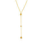 14k Two-Tone Yellow and White Chain and Ball Lariat Necklace