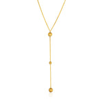 14k Two-Tone Yellow and White Chain and Ball Lariat Necklace