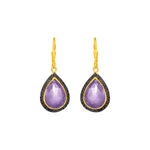 Amethyst and Black Spinel Earrings with Yellow Finish in Sterling Silver