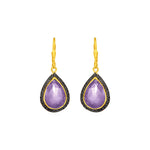 Amethyst and Black Spinel Earrings with Yellow Finish in Sterling Silver