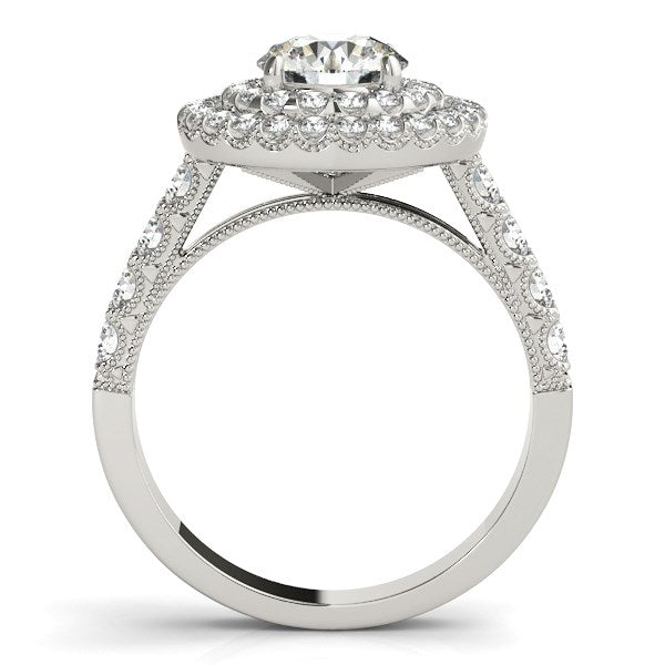 14K White Gold Round Diamond Engagement Ring with Double Pave Halo (2 5/8 ct. tw.)