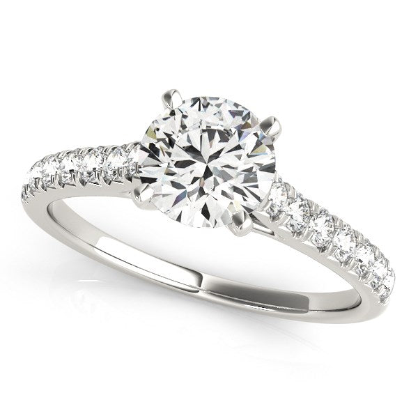 14K White Gold Round Prong Set Single Row Band Diamond Engagement Ring (1 1/3 ct. tw.)