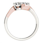 14K White And Rose Gold Round Two Diamond Curved Band Ring (5/8 ct. tw.)