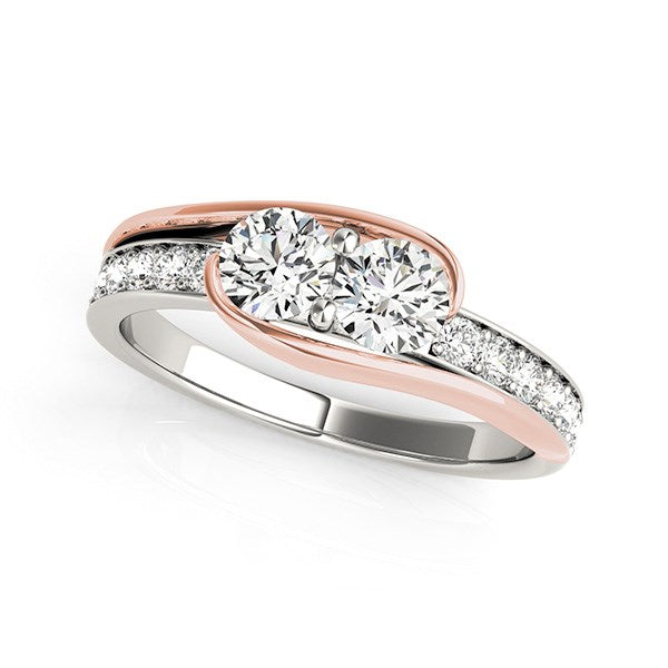 Two Stone Diamond Ring in 14K White And Rose Gold (3/4 ct. tw.)