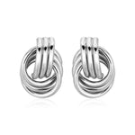 Polished Love Knot Earrings with Interlocking Rings in Sterling Silver