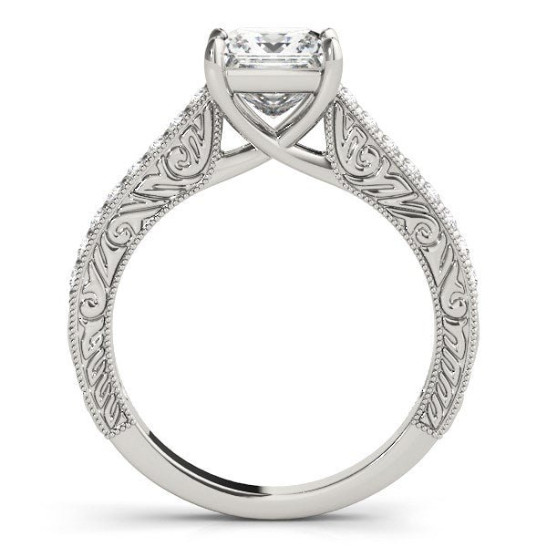 14K White Gold Princess Cut Single Row Band Diamond Engagement Ring (1 1/4 ct. tw.)