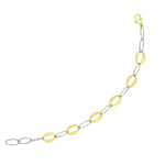 14k Two-Tone Gold Chain Bracelet with Thin and Graduated Oval Links