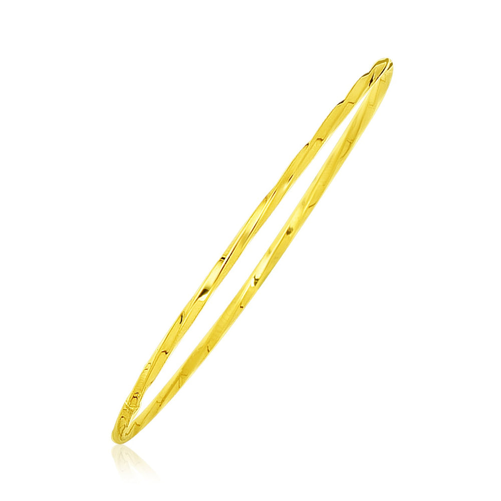 14k Yellow Gold Thin Twisted Shiny Bangle