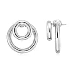 Post Earrings with Double Polished Rings in Sterling Silver
