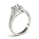 14K White Gold Princes Cut Halo Split Shank Diamond Engagement Ring (2 ct. tw.)