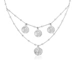 Sterling Silver 18 inch Two Strand Necklace with Roman Coins