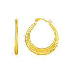 14k Yellow Gold Textured Hoop Earrings