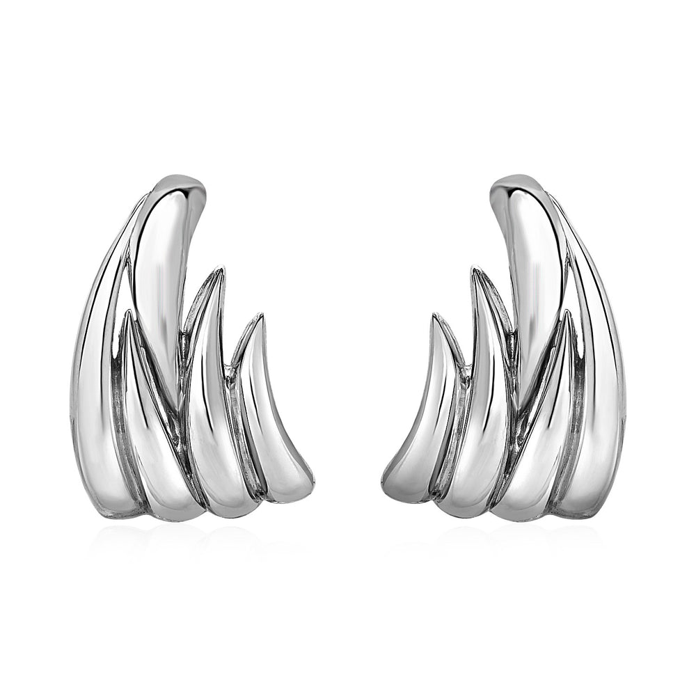 Polished Leaf Motif Earrings in Sterling Silver