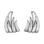Polished Leaf Motif Earrings in Sterling Silver